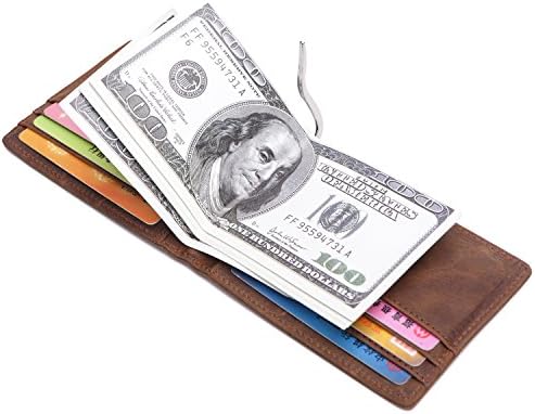 Slim Genuine Leather Thin Minimalist Front Pocket Wallets for Men Money Clip full grain leather wallet