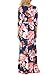 Dokotoo Womens Ladies Cotton Casual 3 4 Sleeve Beach Fit and Flare Flower Floral Print Maxi Long Dresses Navy Large