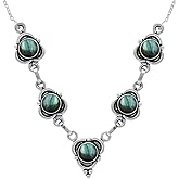 Natural Gemstone Oval Shape Handmade Vintage Silver Overlay Birthstone Necklace Women'S Day Gifts For Mom Wife Sister