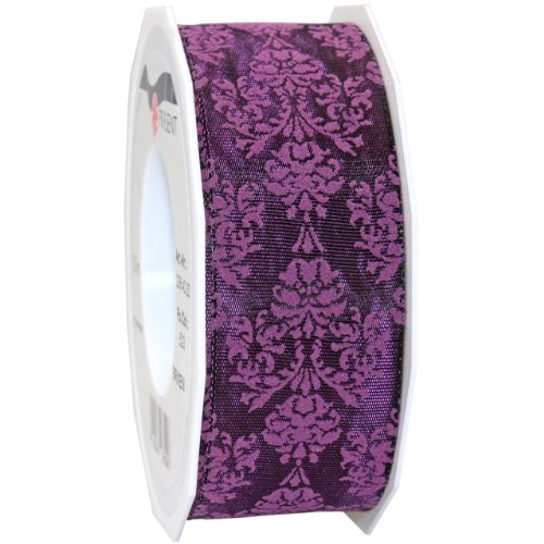 Morex Ribbon Baroque Floral Printed Taffeta Ribbon, 1-1/2 by 22-Inch Yard Spool, Purple