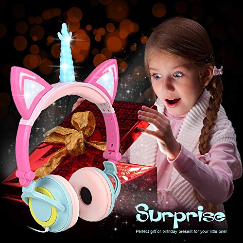 Nice2Mitu 2020 Upgrade Foldable Cat Ear Kids Headphones for Girls