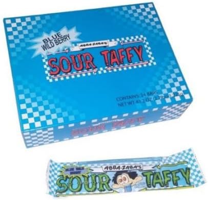 Abba Zaba Sour Taffy Wild Berry Candy - 24 per pack -- 12 packs per case.