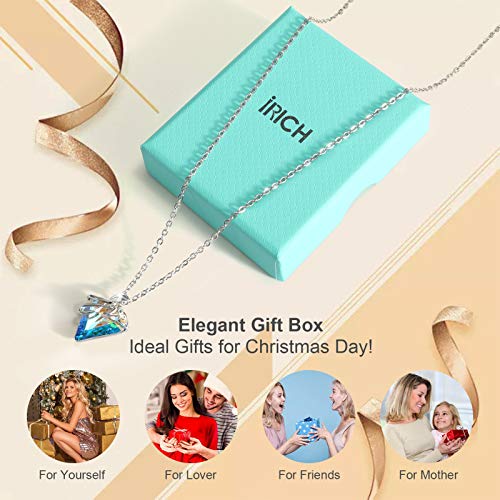 IRICH Infinity Love Heart Pendant Necklace for Women Silver Chain Birthstone Crystal Jewelry Gifts for Women Girls
