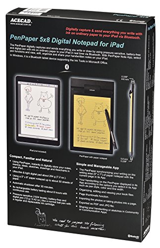 ACECAD PenPaper 5x8 Digital Notepad for iPad, Black