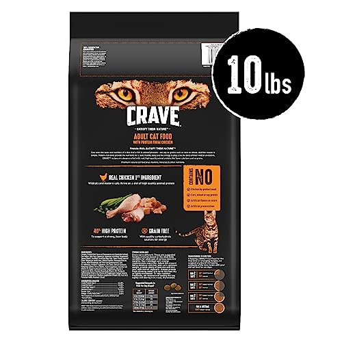 CRAVE GRAIN FREE ADULT HIGH PROTEIN NATURAL DRY CAT FOOD WITH PROTEIN FROM CHICKEN, 10 LB. BAG