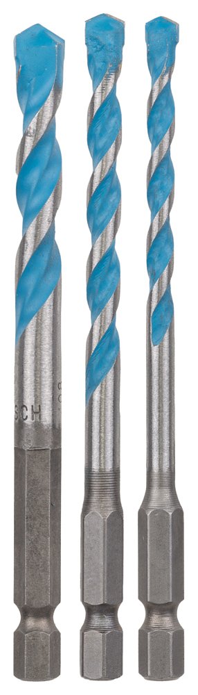 Bosch Accessories 2608589529 "HEX-9 Multi Construction" Multi-Purpose Drill Bit Set, Silver/Blue, Set of 3 Piece
