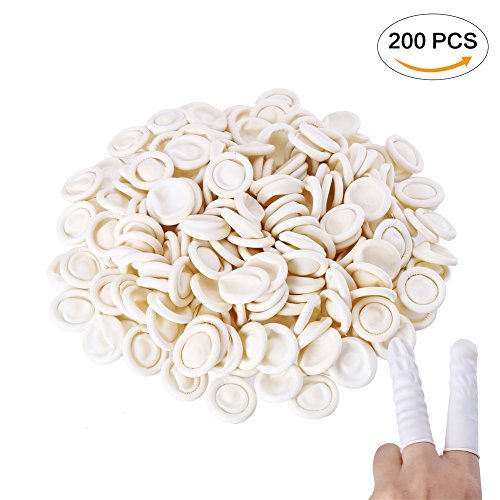 LOKIPA Finger Cots Finger Protection Latex Finger Covers Disposable Use 200pcs Rubber Finger Gloves