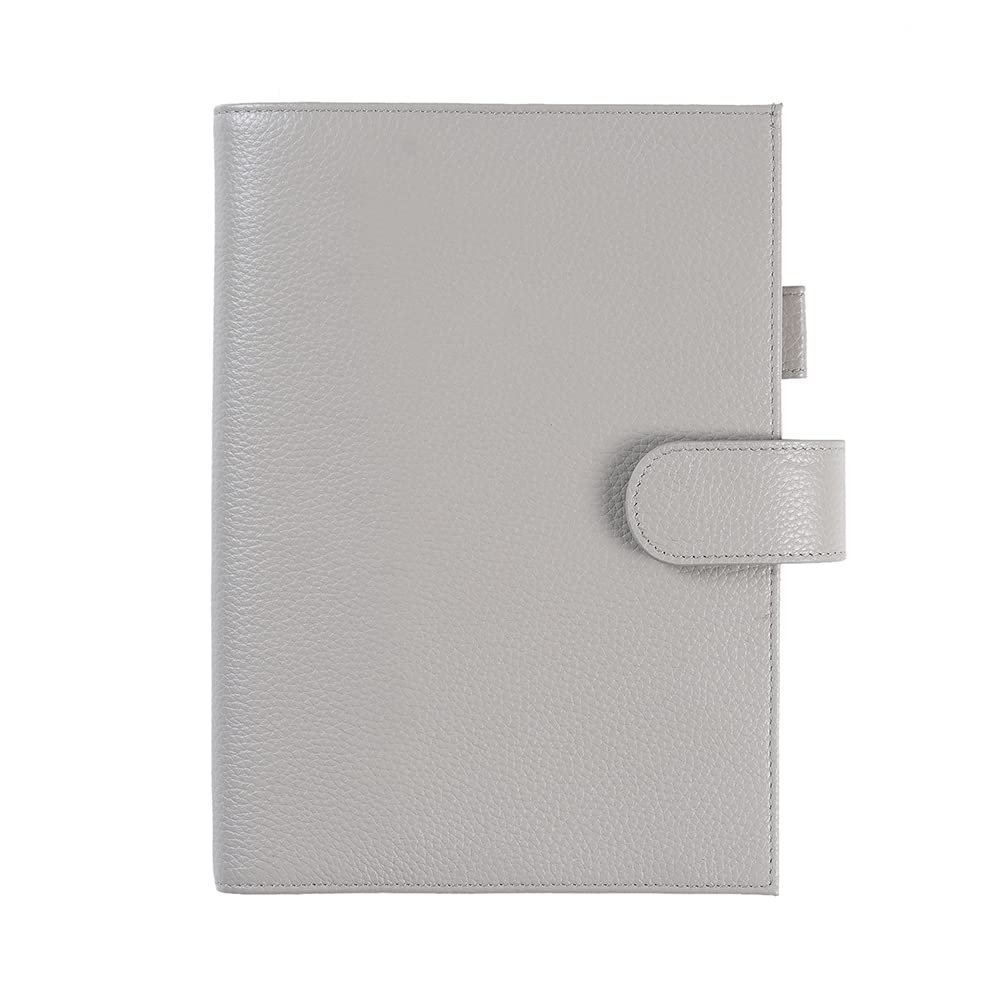 Photo 1 of Moterm Leather Cover for A5 Notebooks - Fits Hobonichi Cousin, Stalogy and Midori MD Planners, with Pen Loop, Card Slots and Back Pocket (Pebbled-Gray)