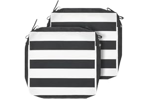 Magpie Fabrics Indoor Outdoor Cushion Cover Replacement 2 Pack, NO Insert! Water Repellent Slipcover with Ties Christmas Decor for Patio Garden Chair Seat Sofa Bench Wicker(Black White, 20x18x4 Inch)