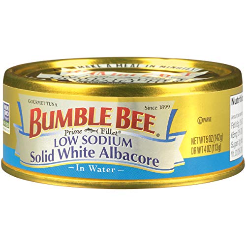BUMBLE BEE Prime Fillet Solid White Albacore Tuna in Water, Low Sodium, Canned Tuna Fish, High