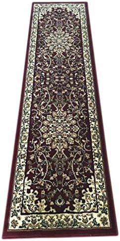 Deir Debwan Traditional Burgundy Persian Runner Area Rug 330,000 Point Design 603 (2 Feet X 7 Feet 2 Inch)