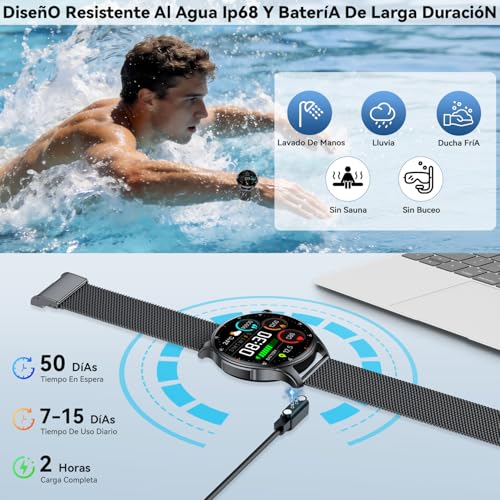 Smart Watch Men Women Smartwatch with Calls: Waterproof Fitness Tracker Bluetooth Digital Smart Watch Sports Bracelet Activity Pedometer Heart Rate Monitor Sleep Monitor for Android iOS