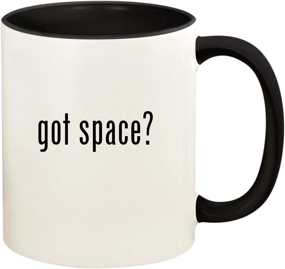 got space? - 11oz Ceramic Colored Handle and Inside Coffee Mug Cup, Black