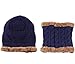 KOODER Winter hats; Knitted Beanie Caps, with scarves included! Extra thick, lamb wool added for extra warmth and comfort (Navy)