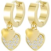 Edforce Stainless Steel Women's Huggie Hoop Earrings with Small Cute Charm