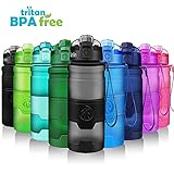ZORRI Sports Water Bottle, 400/500/700ml/1L, BPA Free Leak Proof Tritan Lightweight Bottles for Outdoors,Camping,Cycling,Fitness,Gym,Yoga- Kids/Adults Drink Bottles with Filter, Lockable Pop Open Lid