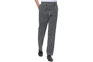 UEAUY Men's and Women's Chef Pants Kitchen Uniforms with Elastic Waist Restaurant Work Pants