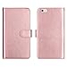 ULAK iPhone 6 Plus Case, iPhone 6s Plus Wallet Case, Hybrid Flip PU Leather Cover with Multi Card Slots Holders Wrist Strap for Girls Women, Rose Gold