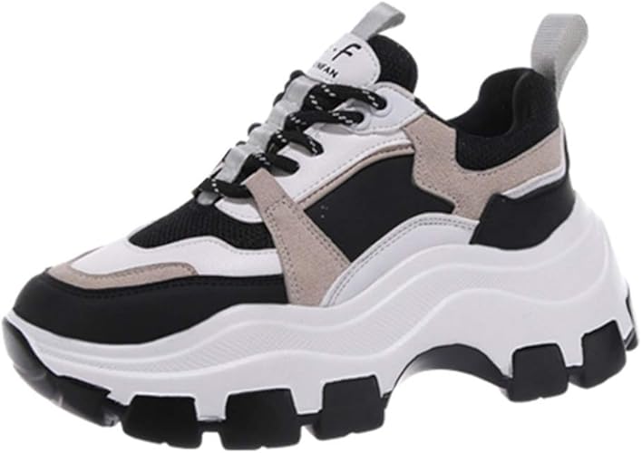 Amazon カジュアル レディース シューズ 厚底スニーカー 脚長 美脚 白 黒 レースアップ ダッド スニーカー シューズ ローカット 8cm ウォーキングシューズ ランニングシューズ ローカット スポーツ レディース 厚底 シューズ 靴 ドドシューズ スニーカー