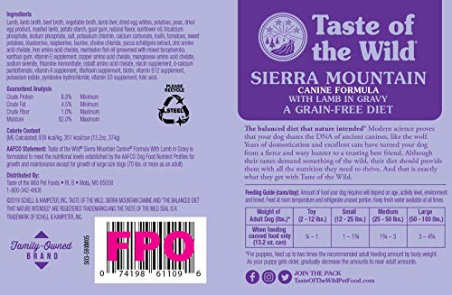 TASTE OF THE WILD SIERRA MOUNTAIN CANNED DOG FOOD, 13.2 OZ, MEDIUM