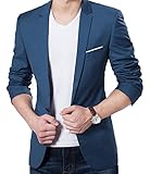 XQS Men's Stylish Slim Fit One Button Notch Lapel Patch blazer