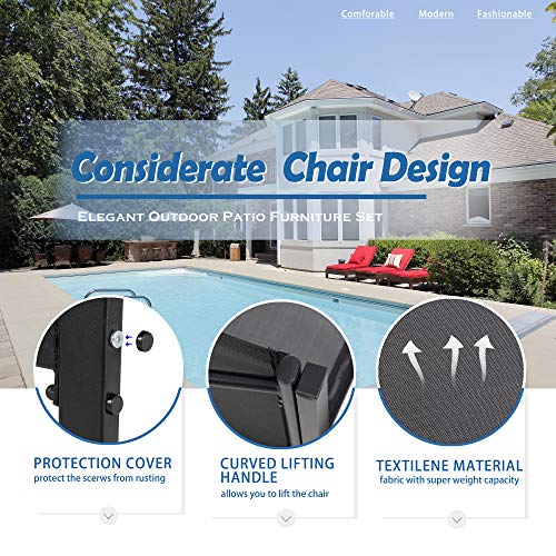 Vongrasig 4 Pieces Patio Furniture Sets, Small Modern Metal Textilene Outdoor Furniture Conversation Sets, Lawn Garden… - Image 4