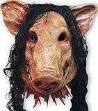 Halloween Festival Party Show Celebration Prop Bar Decoration Cos Cosplay Pig Head with Hair Animal Saw Mask Masquerade