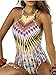Blooming Jelly Women's One Piece High Cut Halter Backless Criss Cross Monokini Tropical Tribal Print Swimsuit(L) Multicoloured