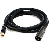 Monoprice XLR Male to RCA Male Cable - 6 Feet - Black With E21Gold Plated Connectors | 16AWG Shielded Twisted Pair Oxygen-Fre