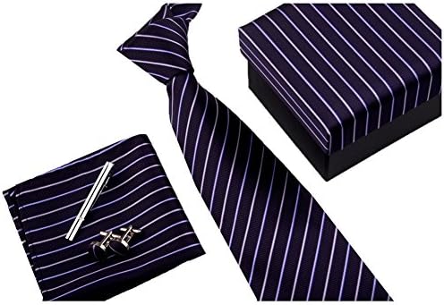 Ysiop Formal Neck Ties Clips Pocket Square and Cufflinks Set for Business Men 13