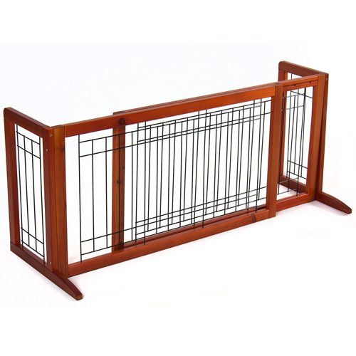 Best Choice Products Adjustable Freestanding Pet Dog Fence Gate for Small Animals, Indoor - Brown