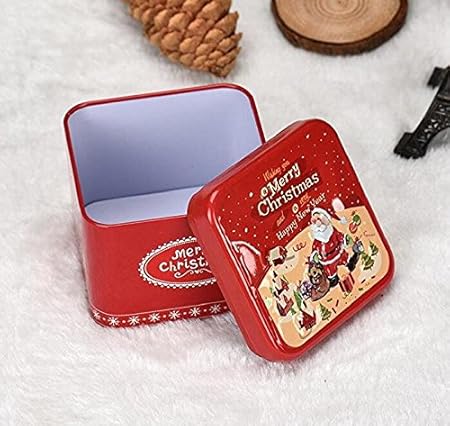 Rcdxing Caja de metal para dulces o galletas, diseño de Navidad: Amazon.es: Hogar