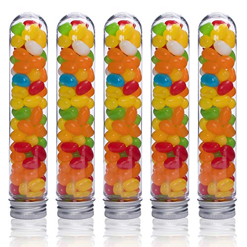 JPSOR 15pcs 155x30mm (90ml) Clear Plastic Test Tubes with Screw Caps and 1 Test Tube Brush for Scientific Experiments, Party, Decorate The House, Candy Storage - Thumbnail 4