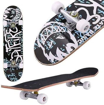 Fiugsed Skateboard Komplettboard Mit Abec 9 Kugellager Und 9 Lagigem Ahornholz 95a Rollenharte Funboard Fur Anfanger Und Profis Belastung 100 Kg Alphabet Amazon De Sport Freizeit