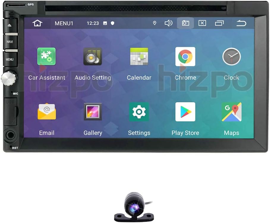 hizpo Android 10 Car Stereo Double Din Android Head Unit with Bluetooth 7” Touchscreen 2 Din Car Stereo Radio Player GPS Navigation System Support Backup Camera, WiFi, OBD2,USB, SD,TPMS,4G Car Stereo
