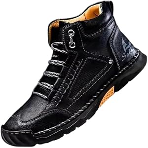 2026 New Mens Handmade Leather Boots, Waterproof Wide Toe Casual Footwear, Lightweight Breathable Outdoor Walking Shoes With