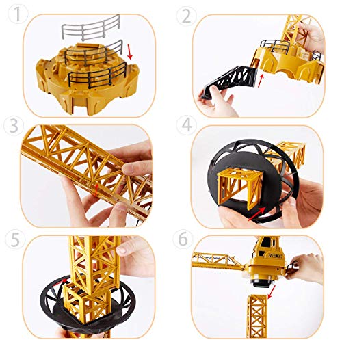 Liberty Imports 6 Channel RC Mega Tower Crane, 50.4 inch Tall 2.4GHz Remote Control Construction