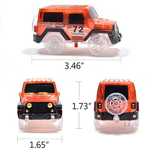 Magic Tracks Cars Only Replacement Toy Cars Glow in the Dark Racing Track Accessories Compatible with Most Tracks for Kids (2Pack)