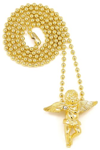 Angel Necklace/S New Small Size Gold Color With 27 Inch Ball Style Chain