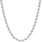 Verona Jewelers Mens Italian 925 Sterling Silver Diamond Cut Rope Chain Necklace, 36 Inches, 5MM, Silver, Sterling Silver