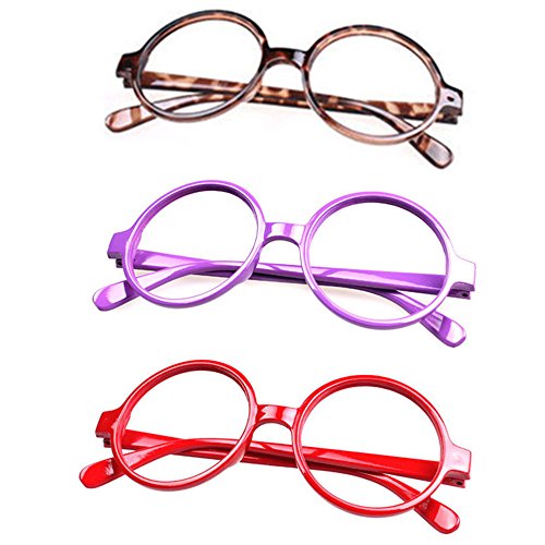 Set of 3 FancyG® Retro Geek Nerd Style Round Shape Glass Frame NO LENSES SET95
