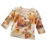 Fall Covered Bridge Sequin 3/4 Sleeve Top