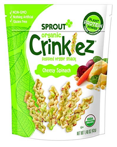 Sprout Organic Crinklez Toddler Snacks, Cheesy Spinach, 1.48 Ounce Bag (Single)