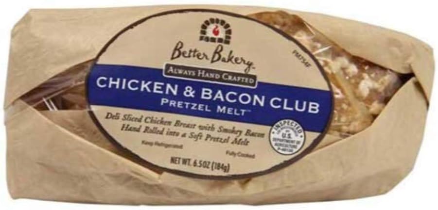 Better Bakery Bacon and Chicken Club Pretzel Melt, 6.5 Ounce -- 12 per case.