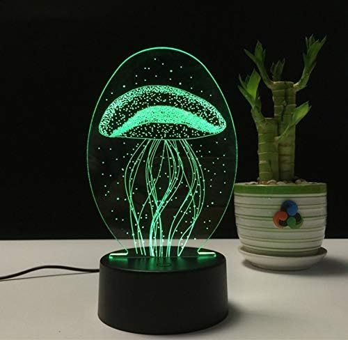 Night Light 3D Jellyfish Shaped Lamp Children Illusion Sleep Table Lamp Touch Colors Changing Light