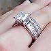 Balakie Womens Vintage Diamond Silver Engagement Wedding Band Ring Set (Silver, 6)