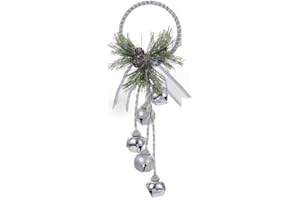 KURT S. ADLER Kurt Adler J3635 Silver and White Metal Bell with Pinecone Door Hanger, 13 inches
