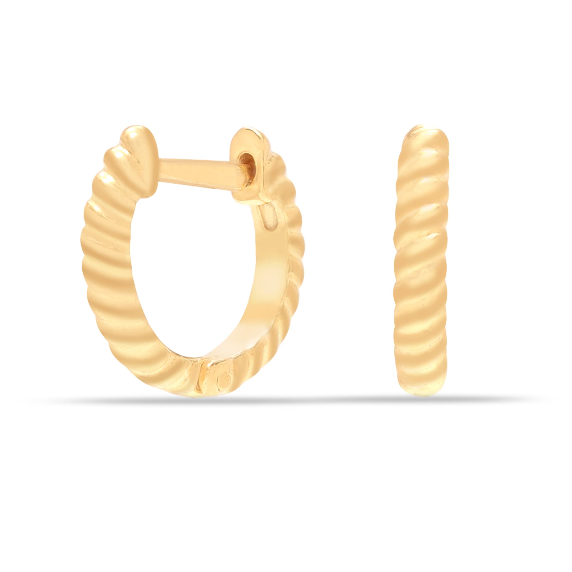 Charmsy 925 Sterling Silver Elegant Chunky Hoop Earrings for Women 14k Gold Plated 925 Sterling Silver Huggie Hoops Earrings Small Thick Gold Silver Hoop Earrings Jewellery