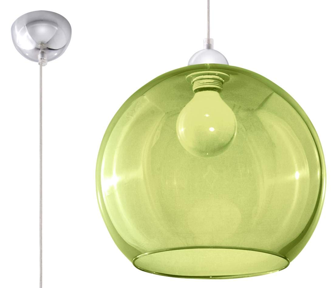 Sollux Lighting Glass Ball Pendant Light, Green, Chrome