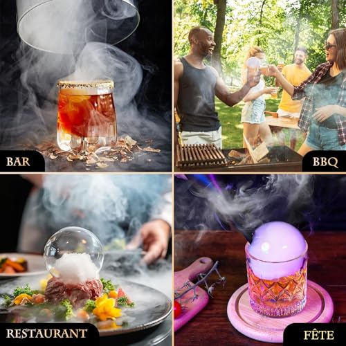 Seihoae Cocktail Bubble Smoke Gun, One Key Operation, Handheld, with 1.4 Inch Color Screen, for Bartenders, Bar, Party, Wine, Drinks, Coffee